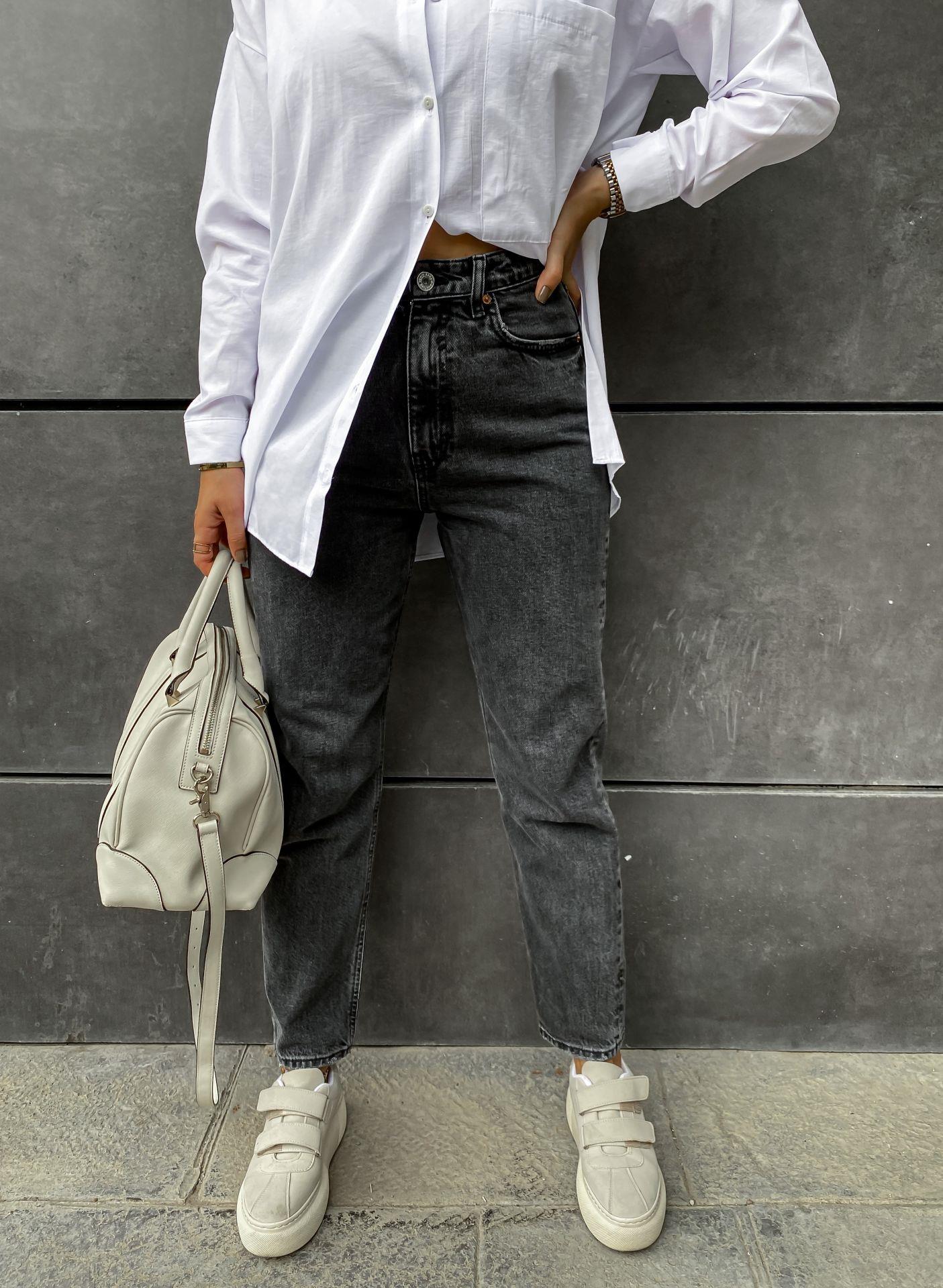 Gri Yüksek Bel Basic Jean