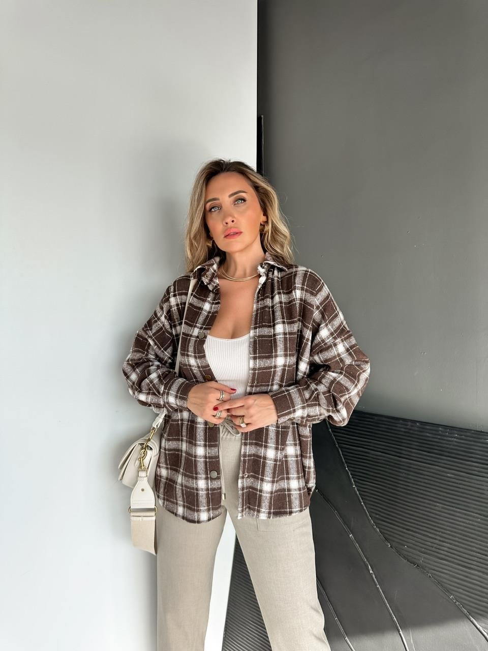 Kahve Çıtçıtlı Oduncu Gömlek