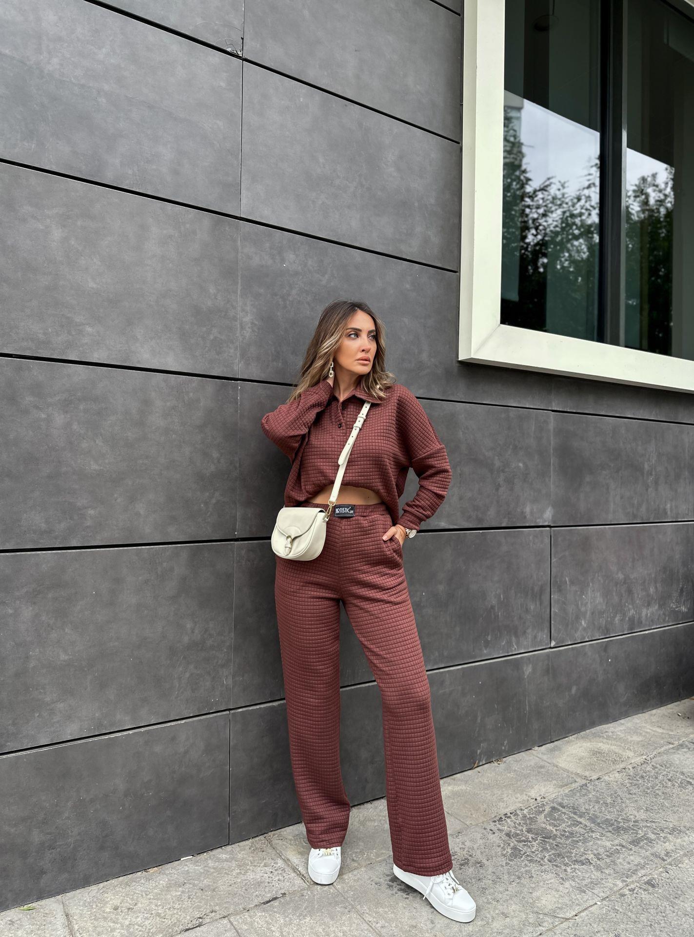 Kahve Gofre Polo Yaka Takım