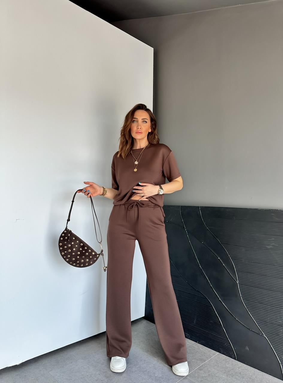 Kahve Kısa Kollu Basic Modal Takım