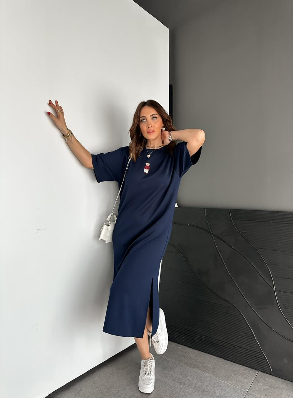 Lacivert  Ayıcıklı Modal Basic Elbise