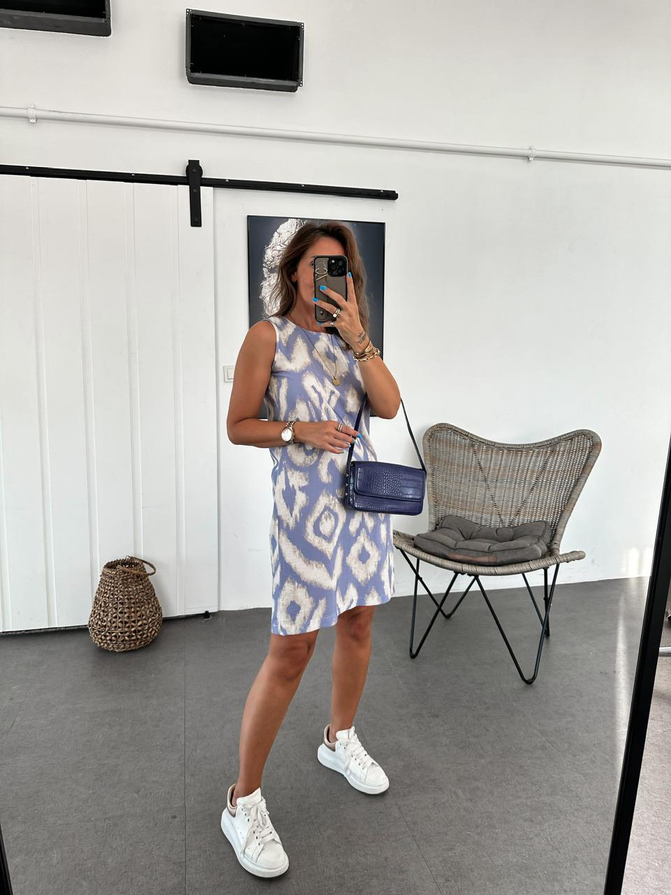 Lila Batik Desen Basic Elbise