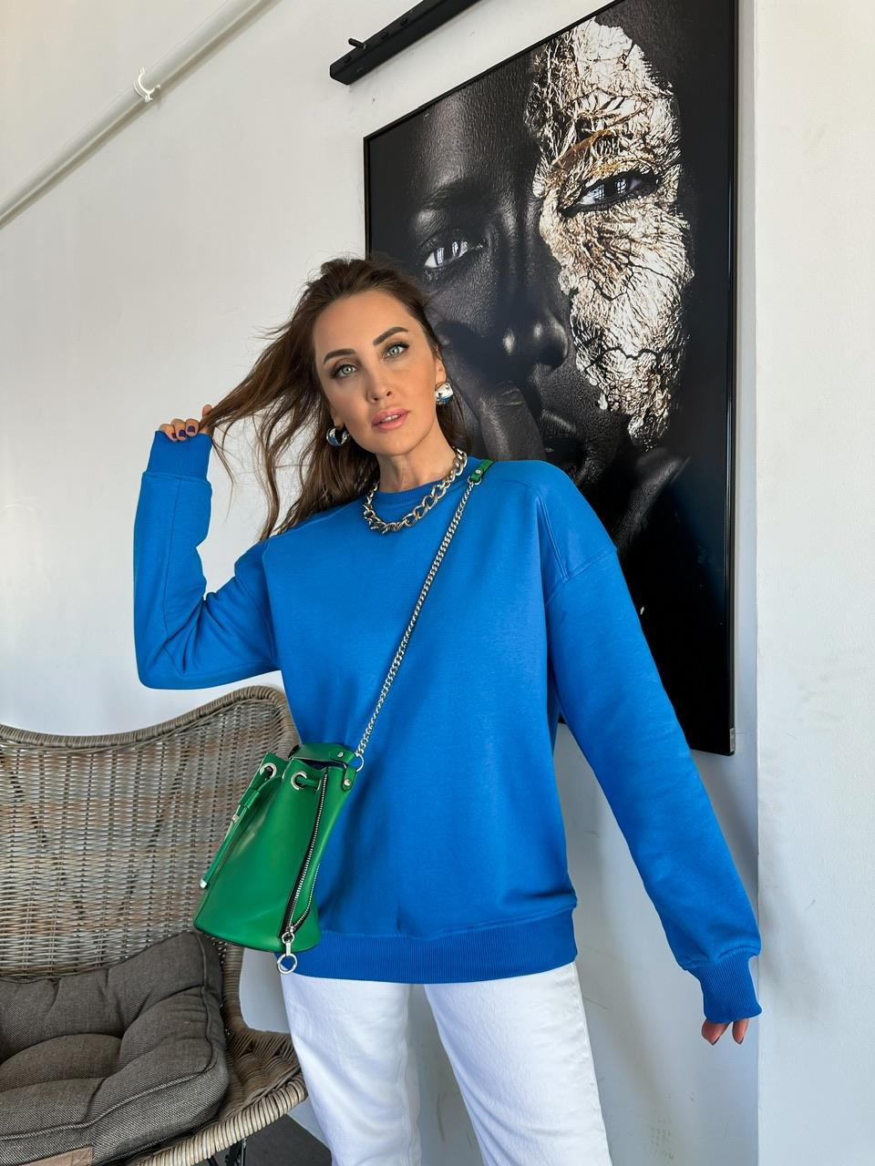 Mavi Basic Bisiklet Yaka Sweatshirt