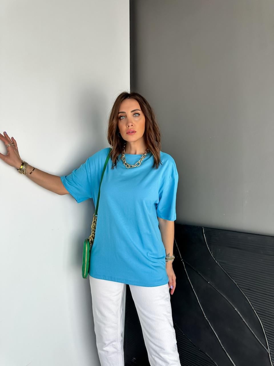 Mavi Uzun Basic Cotton Tshirt