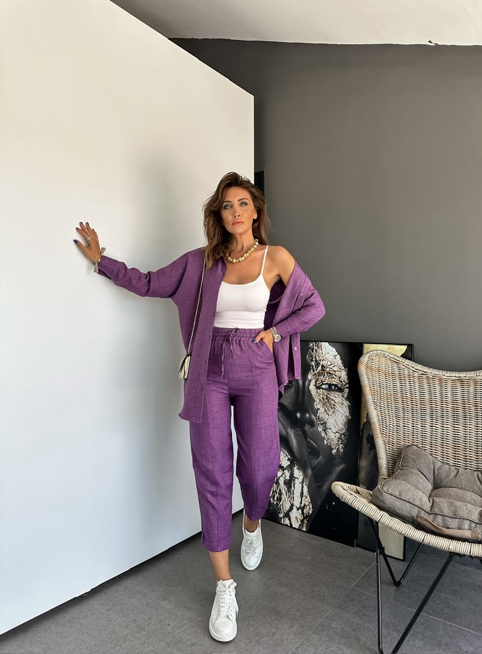 Mor Keten Gömlekli Basic Takım