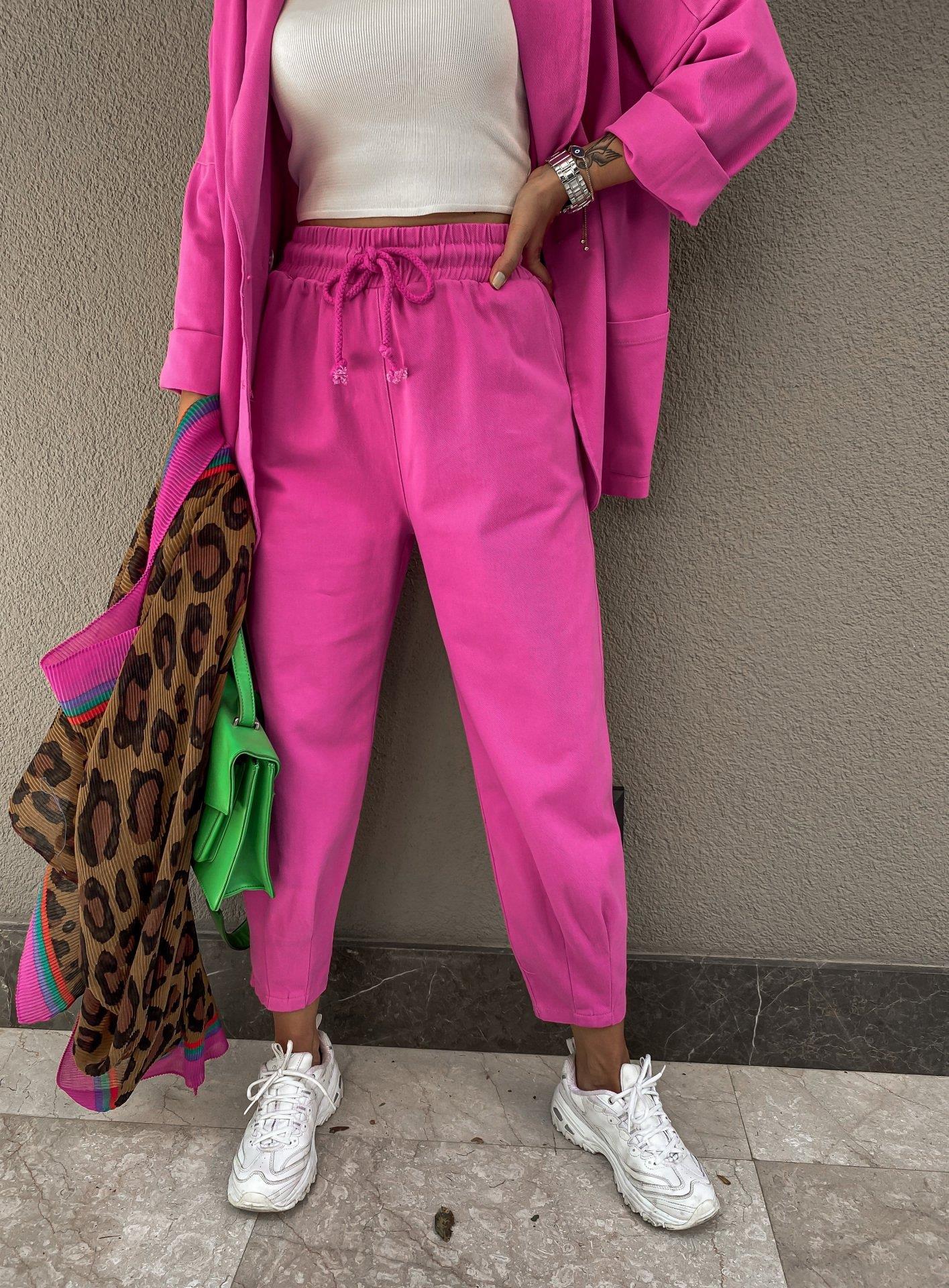 Pembe Pensli Gabardin Pantolon