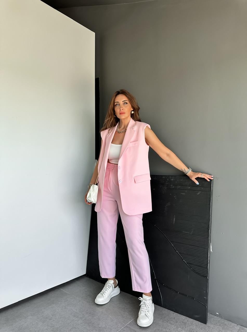 Pembe Yelek Pantolon Basic Marka Model Takım