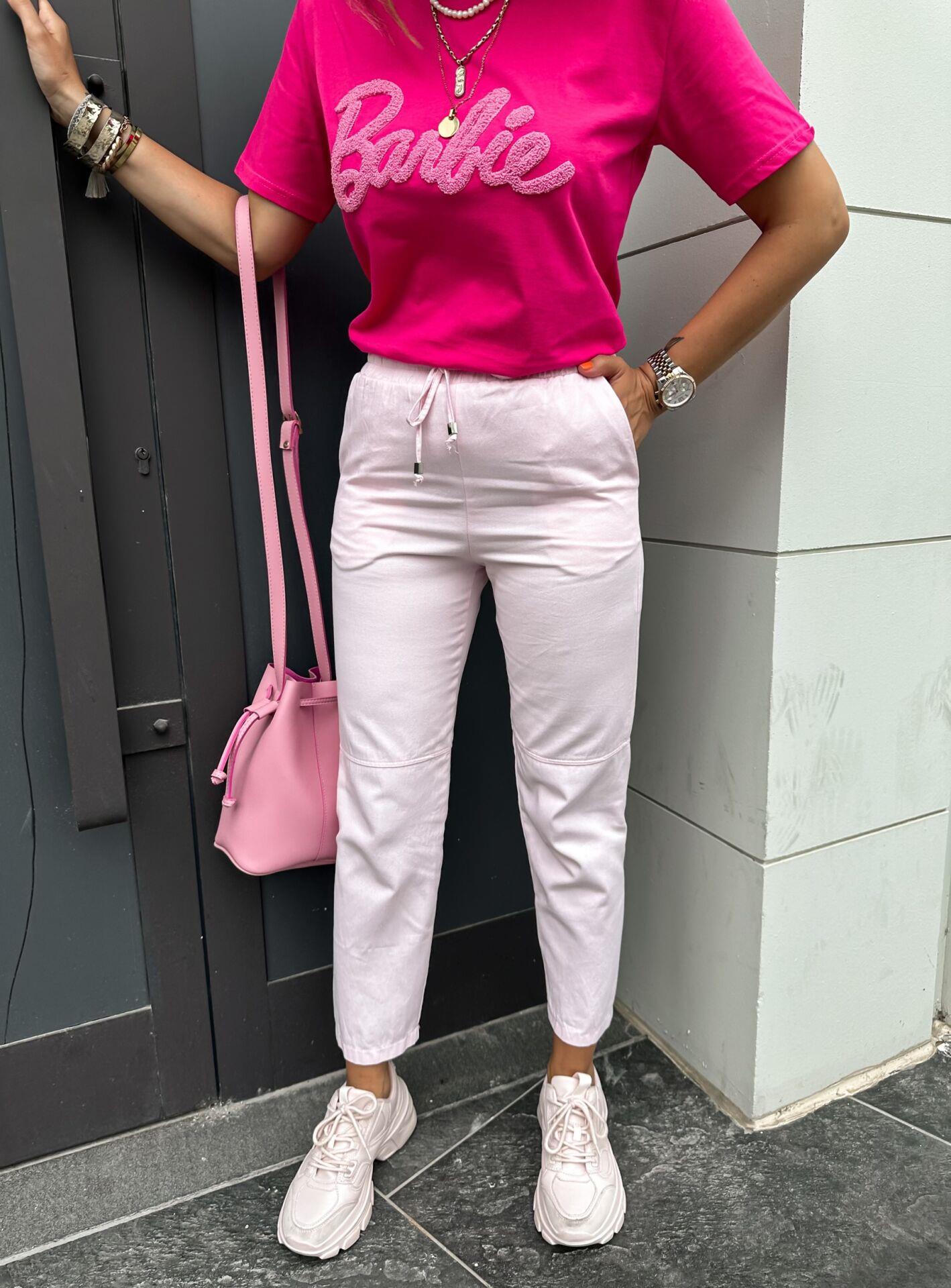 Toz Pembe Gabardin Çımalı Pantolon