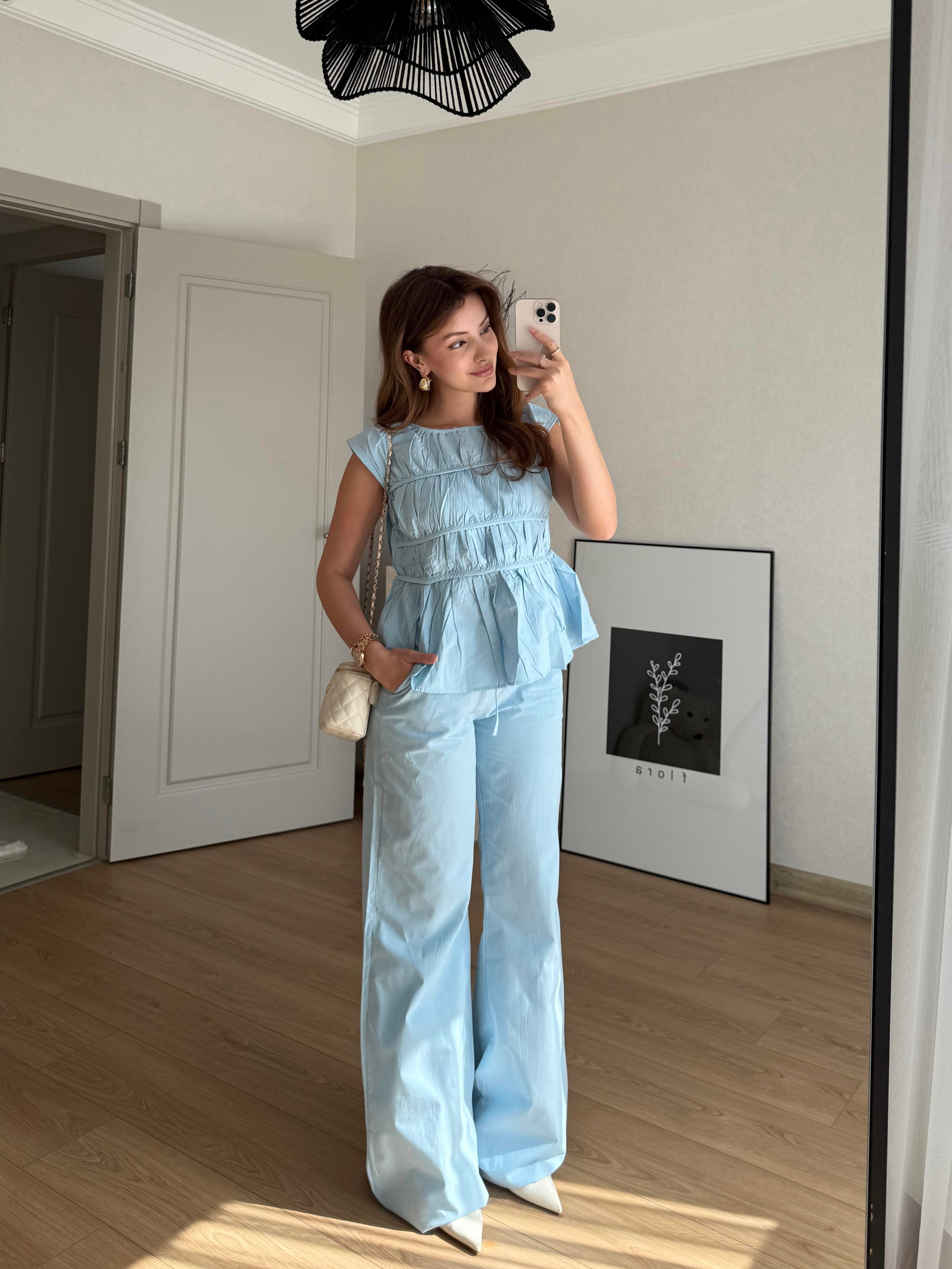 TAKIMECMEL BAŞARANMAVİ LAYER PANTALON BLUZ TAKIM