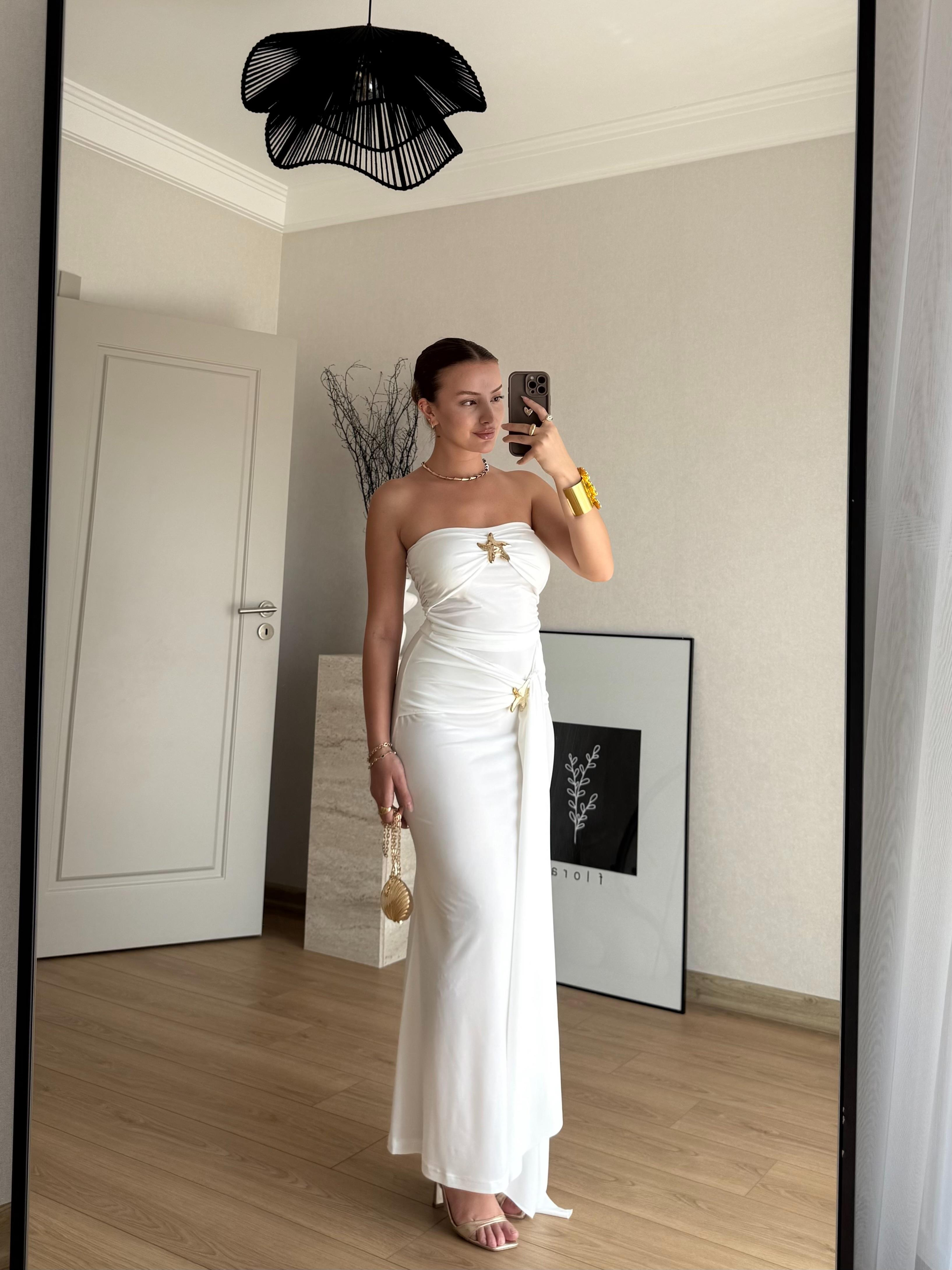 ELBİSEECMEL BAŞARANStella Elegance Beyaz Elbise