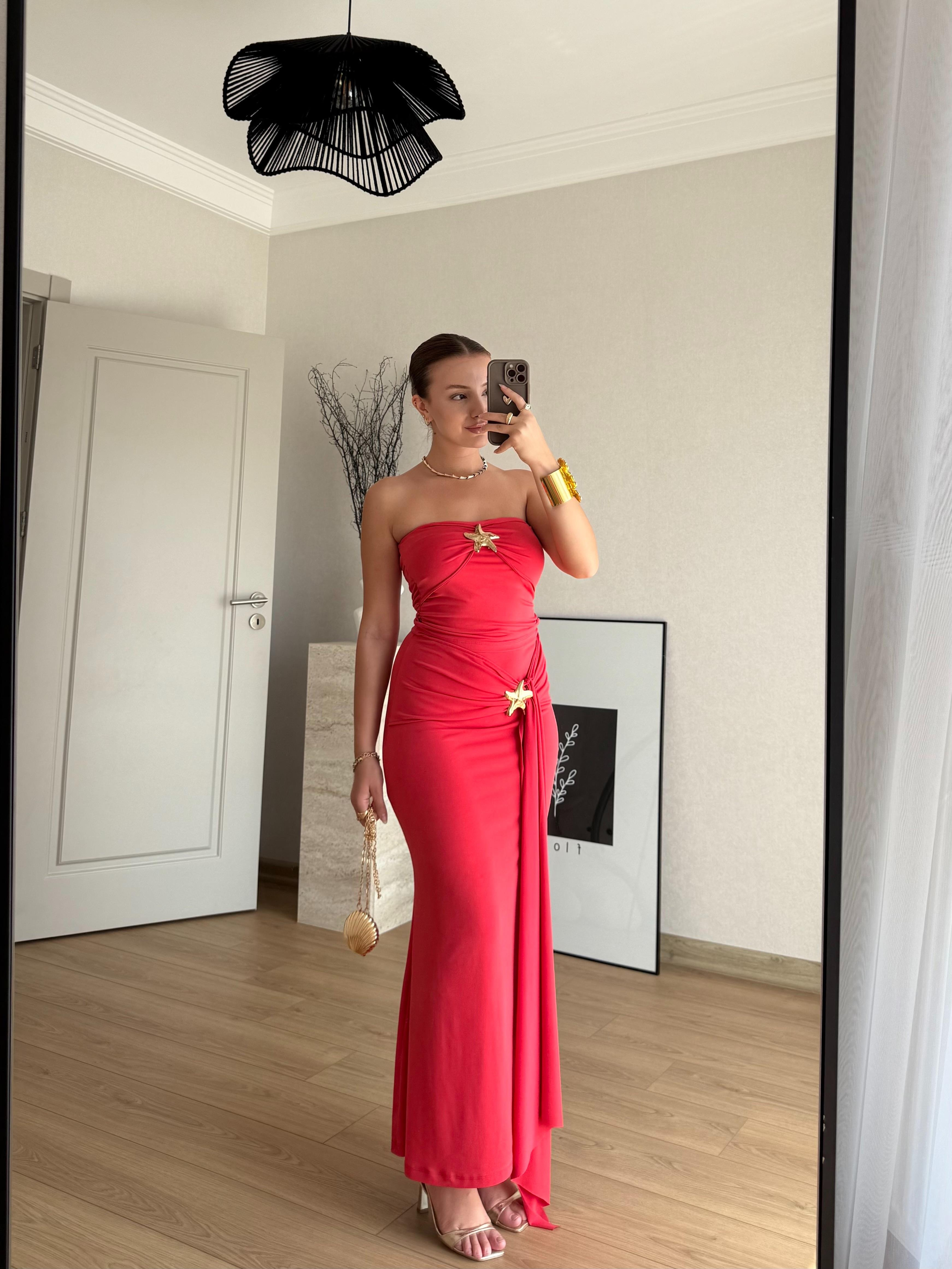ELBİSEECMEL BAŞARANStella Elegance Kırmızı Elbise