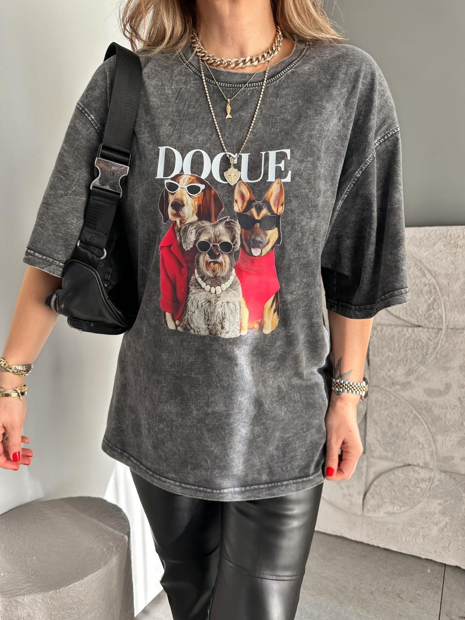 Antrasit Dogue Yıkamalı Tshirt