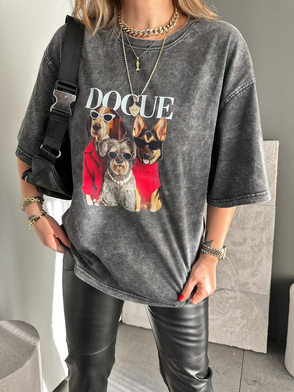 Antrasit Dogue Yıkamalı Tshirt