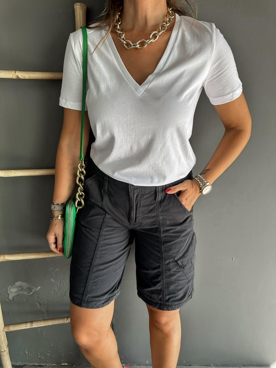 Antrasit Orta Bel Bermuda Şort