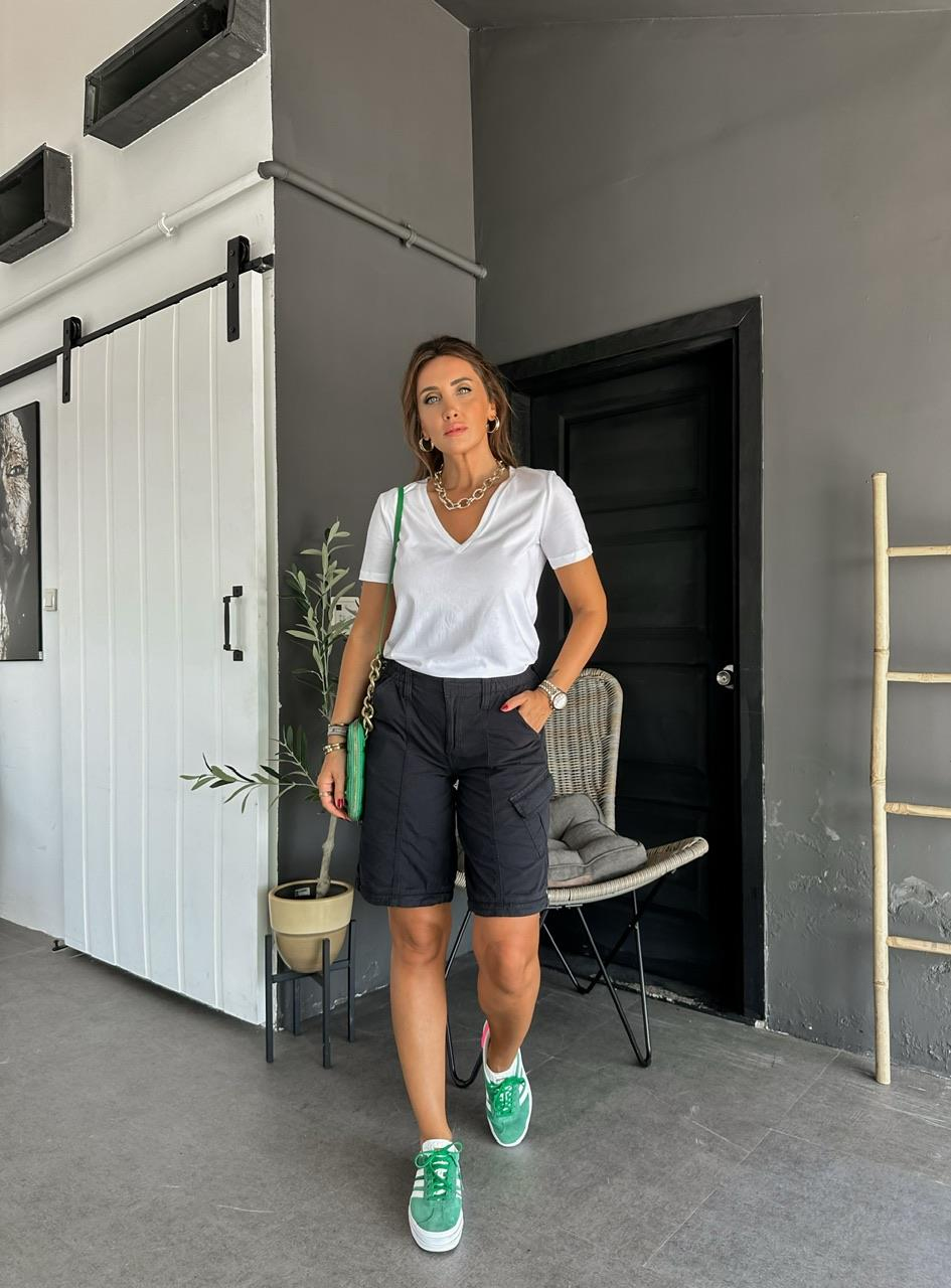 Antrasit Orta Bel Bermuda Şort