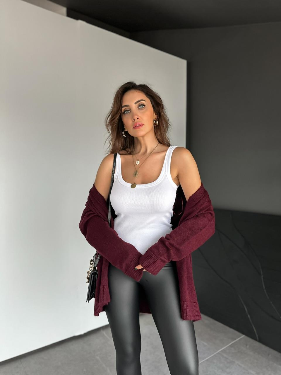 Beyaz Askılı Fitilli Atlet