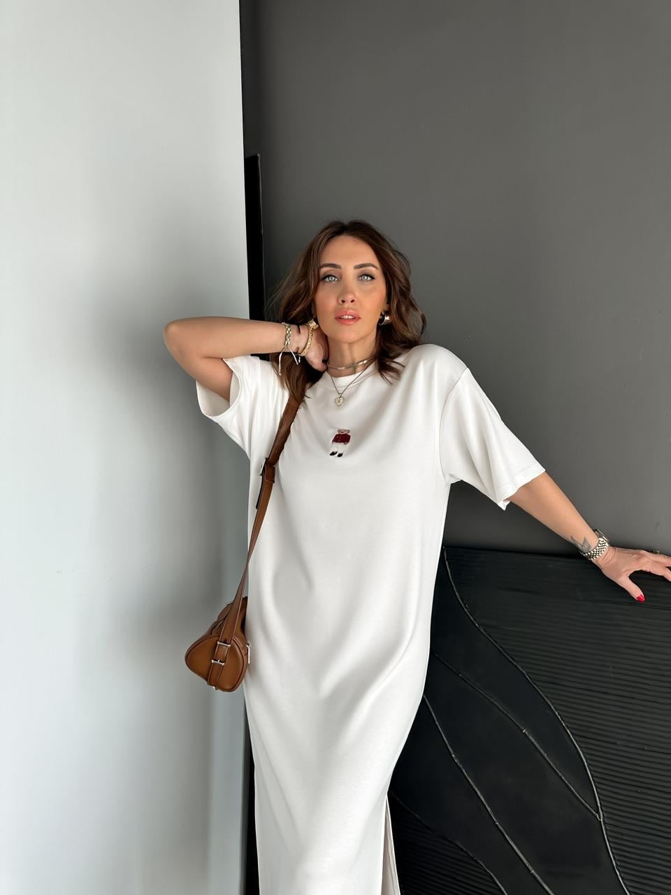 Beyaz Ayıcıklı Modal Basic Elbise