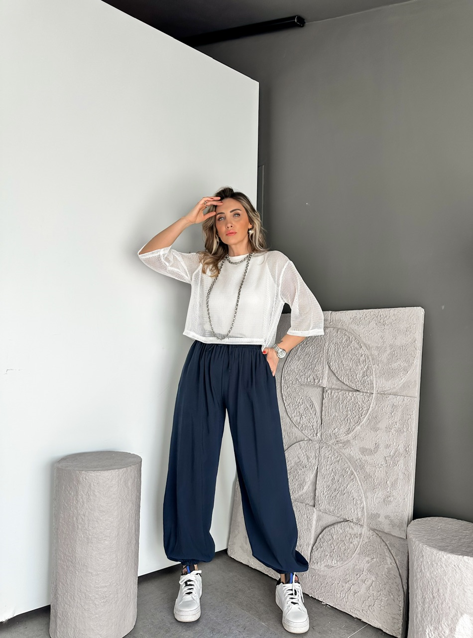 Beyaz File Giydirmeli Bluz