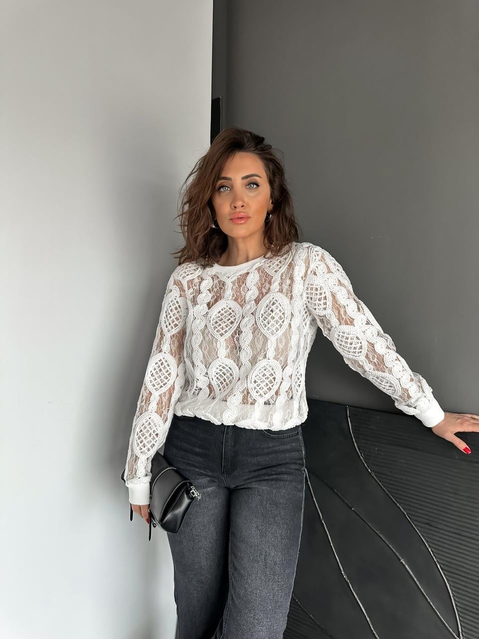 Beyaz Örme Edition Bluz 