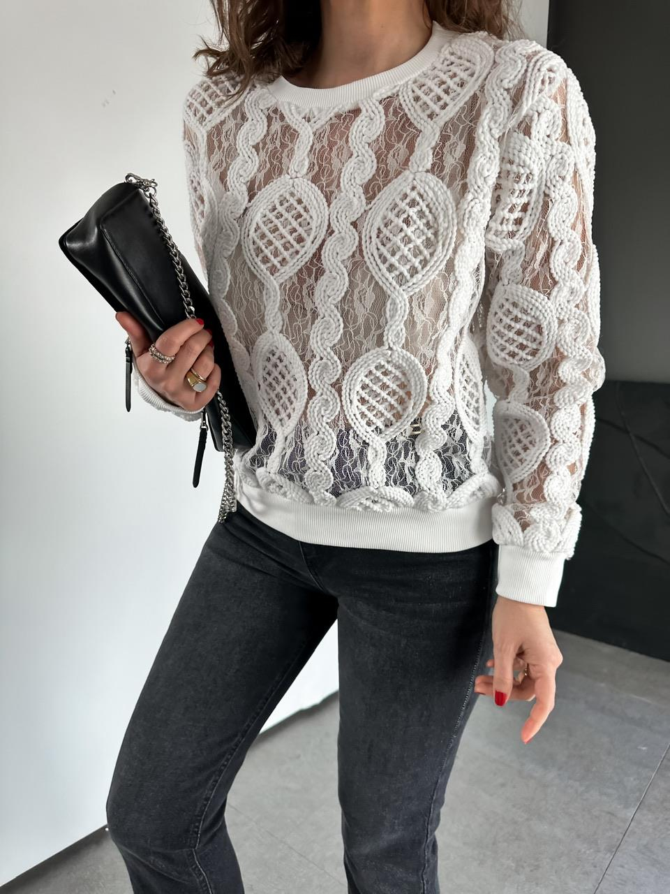 Beyaz Örme Edition Bluz 