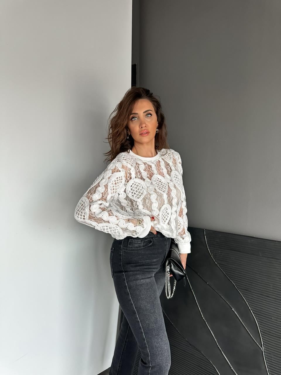 Beyaz Örme Edition Bluz 