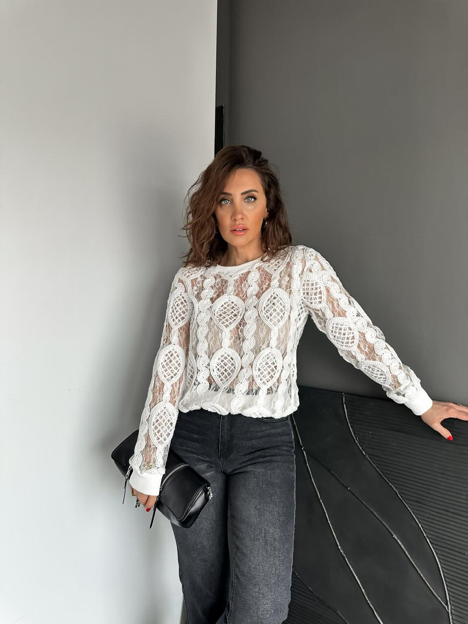 Beyaz Örme Edition Bluz 