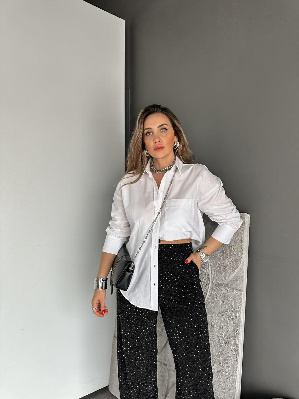 Beyaz Tek Cepli Basic Cotton Gömlek