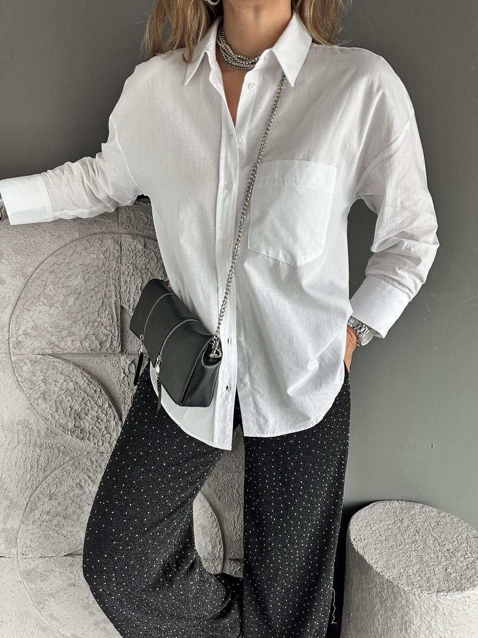 Beyaz Tek Cepli Basic Cotton Gömlek