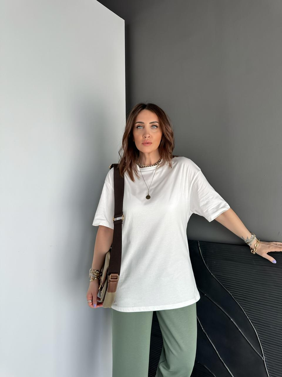 Beyaz Uzun Basic Cotton Tshirt