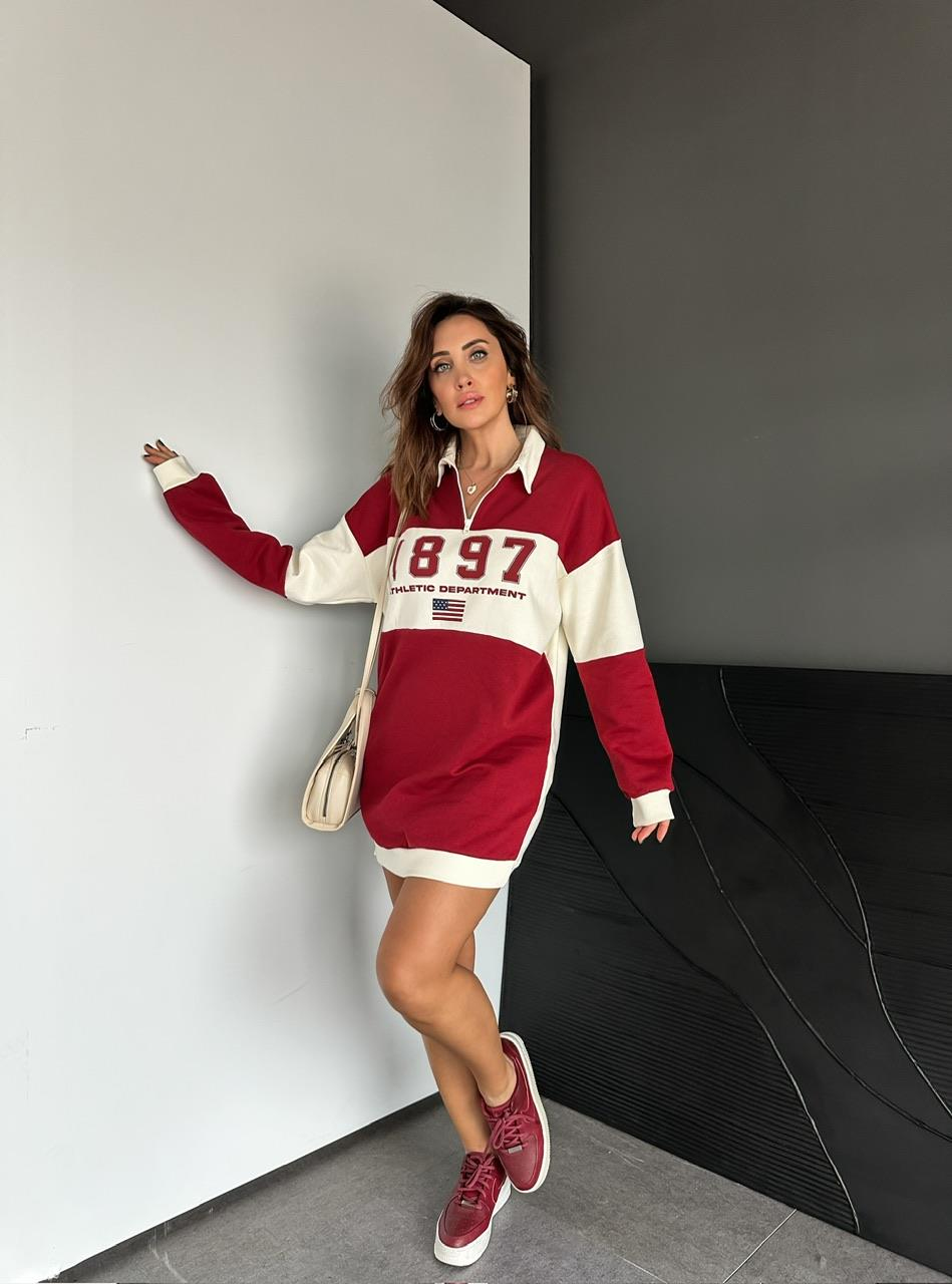 Bordo Athletic Sweatshirt Elbise