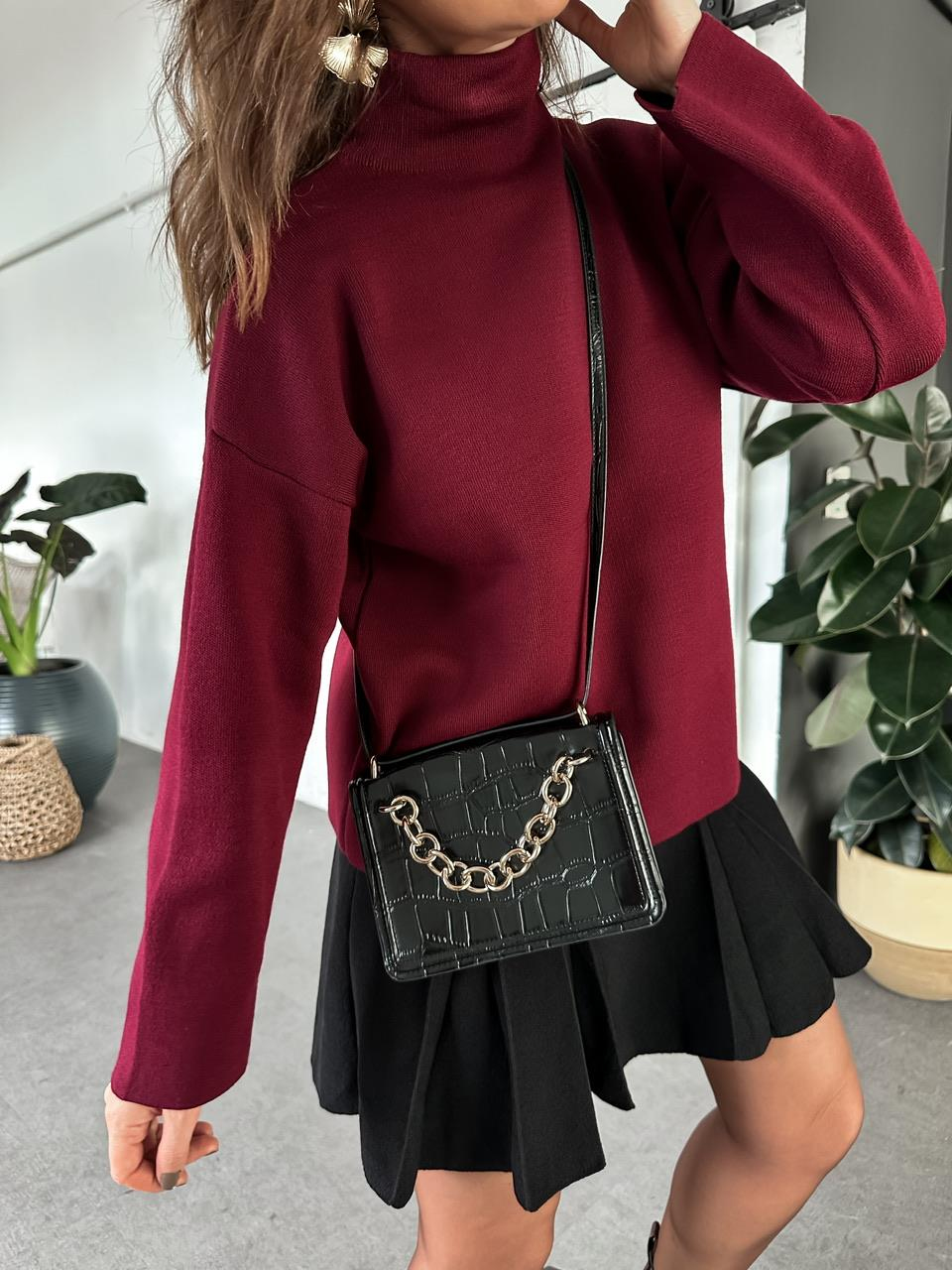 Bordo Balıkçı Yaka Basic Kazak