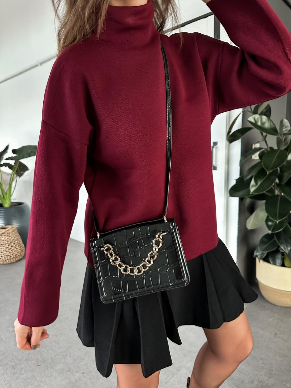 Bordo Balıkçı Yaka Basic Kazak