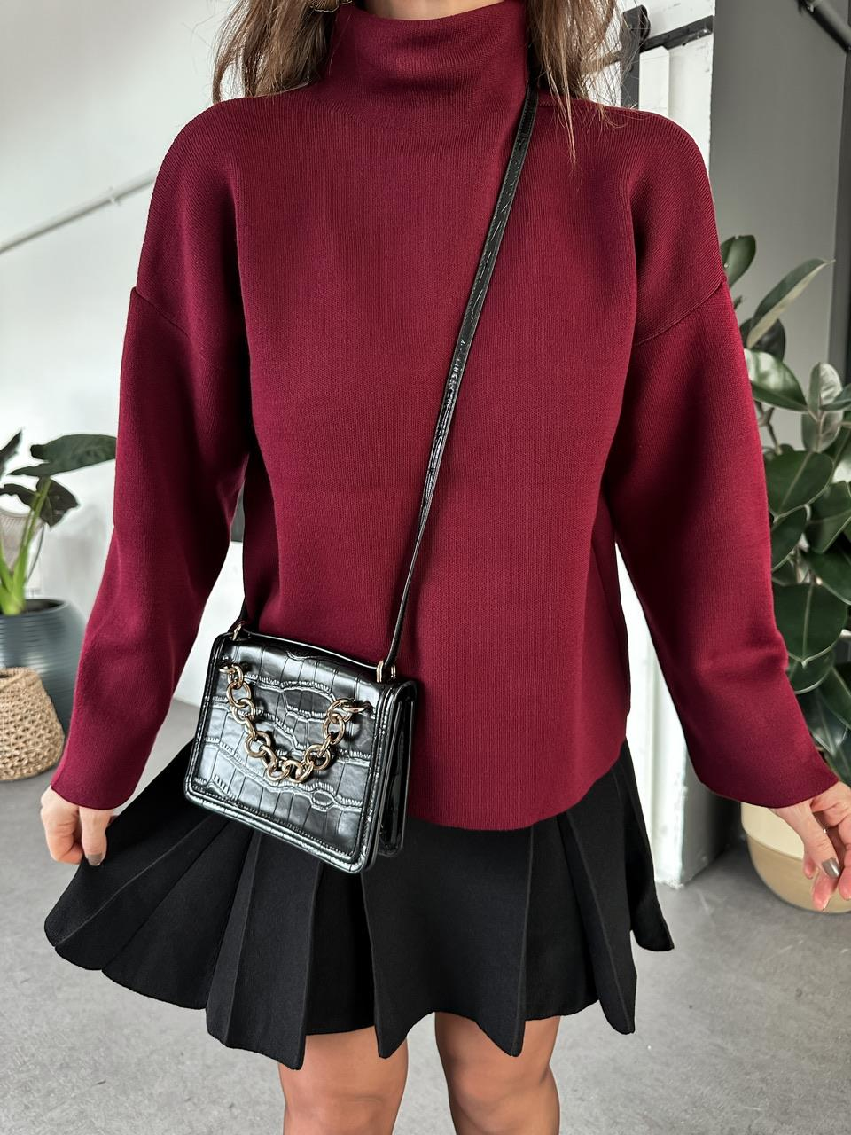 Bordo Balıkçı Yaka Basic Kazak