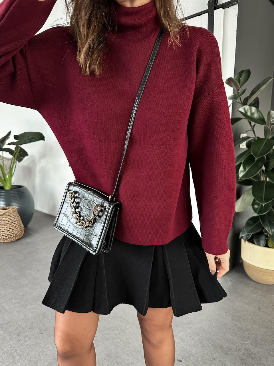 Bordo Balıkçı Yaka Basic Kazak