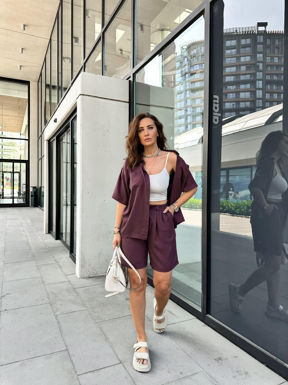 Bordo Gömlek Şort Marka Model Takım