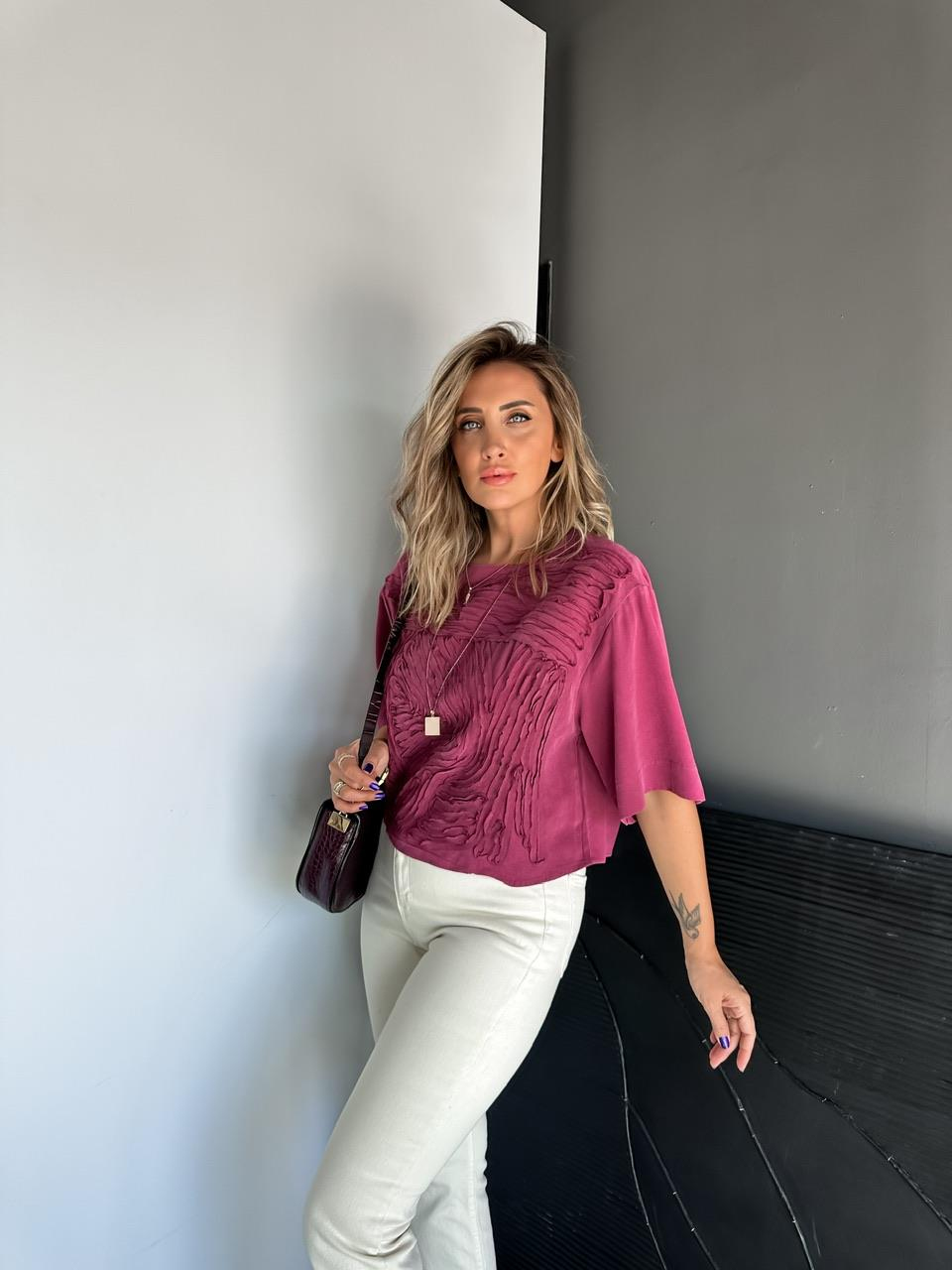 Bordo Parça Dikişli Tasarım  Soft Bluz