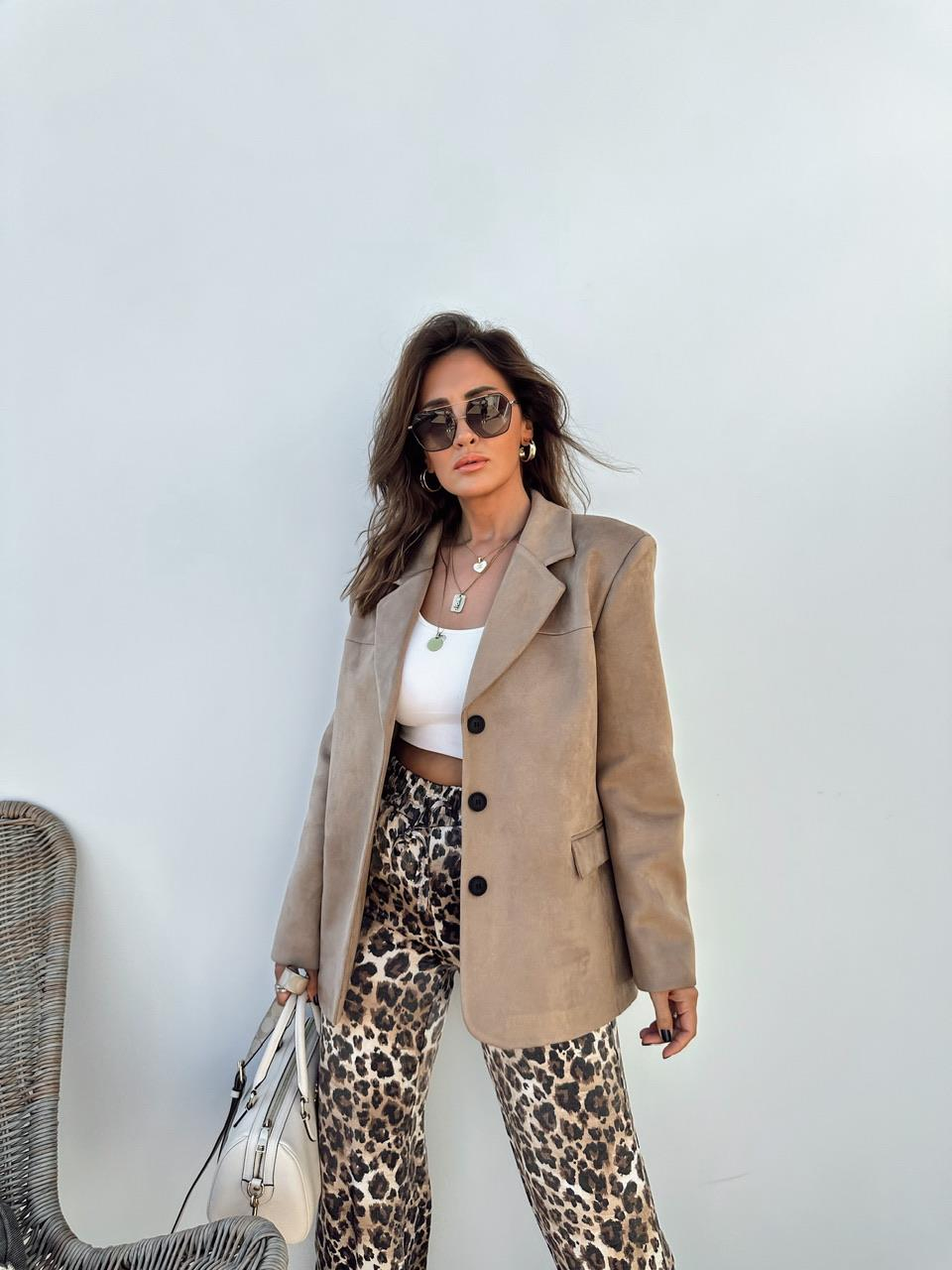 Camel Süet Blazer Ceket