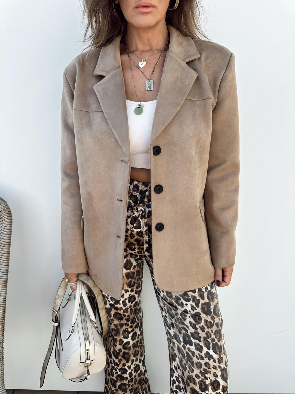 Camel Süet Blazer Ceket