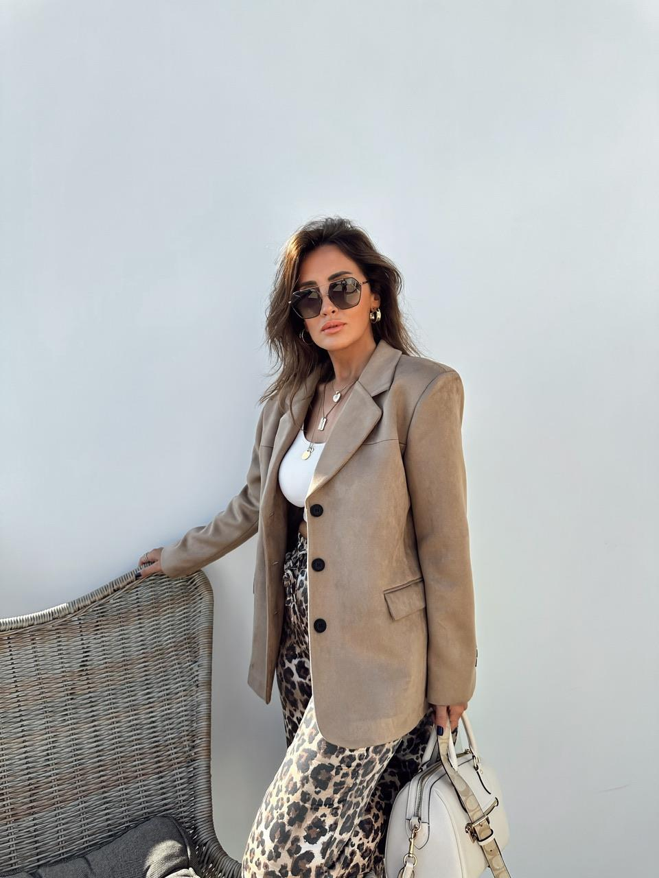 Camel Süet Blazer Ceket