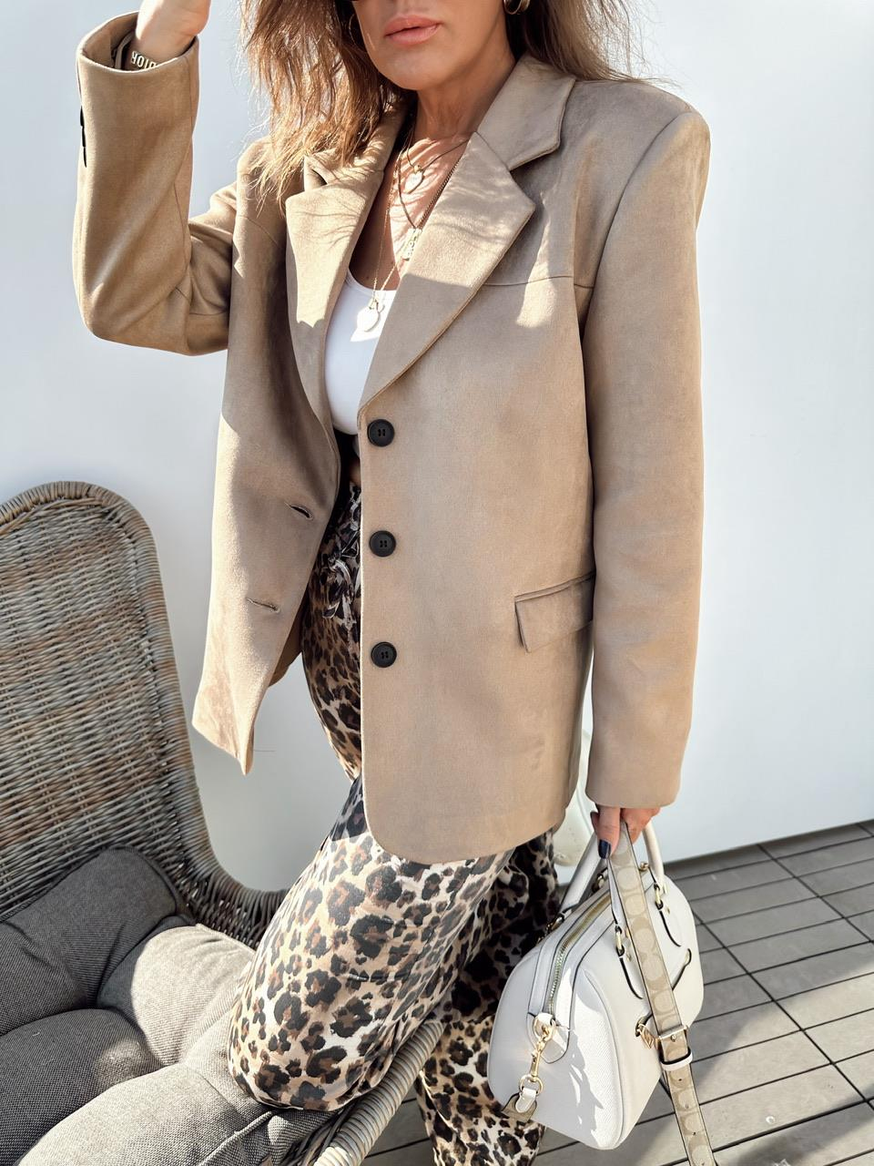 Camel Süet Blazer Ceket