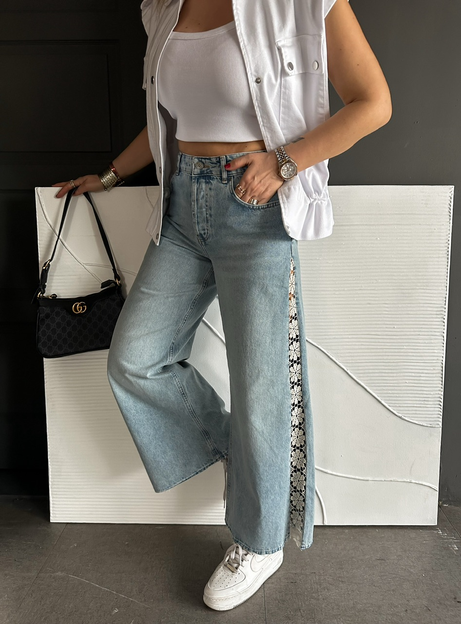 Dantel Şeritli Orijinal Jean