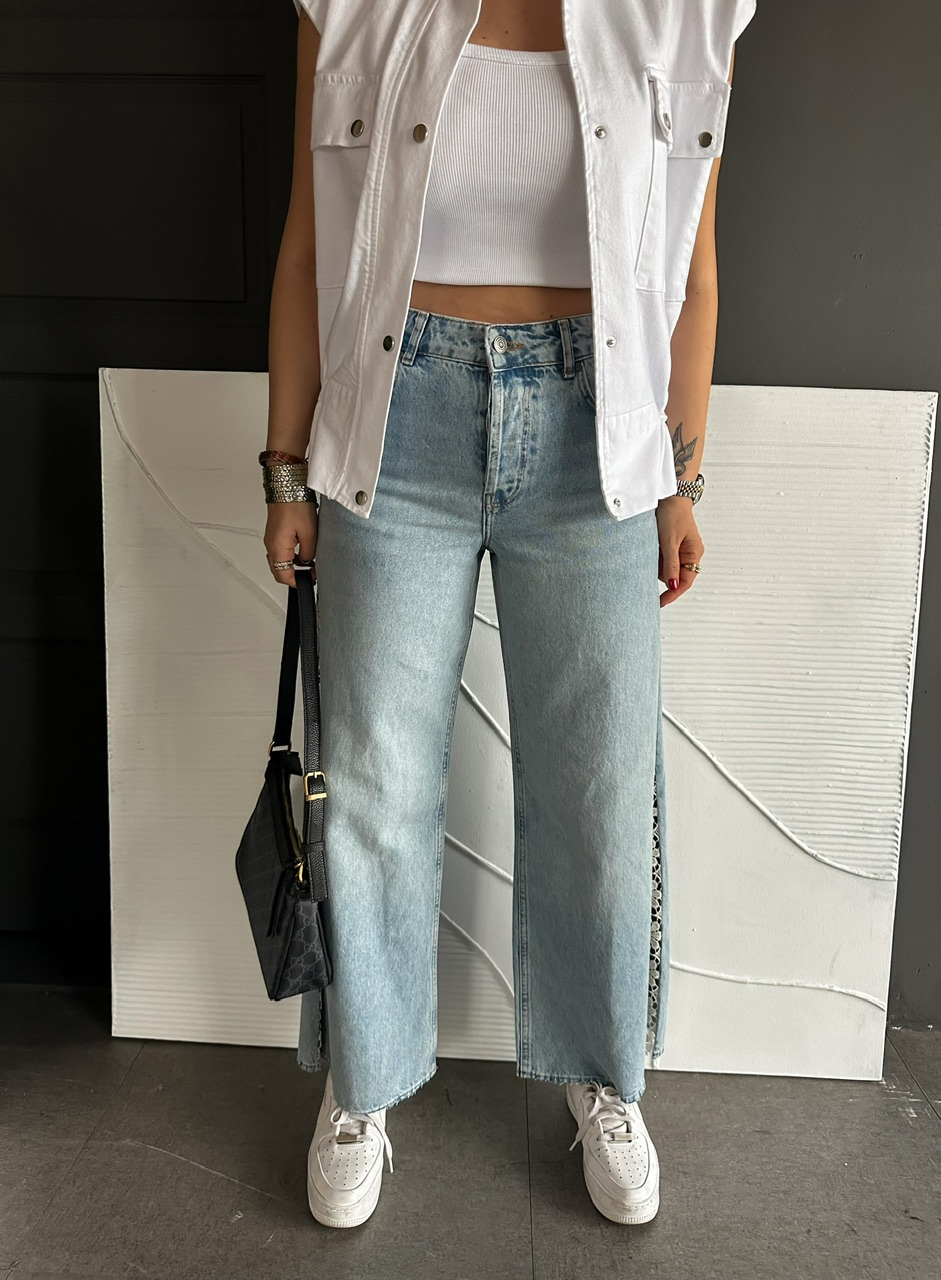 Dantel Şeritli Orijinal Jean