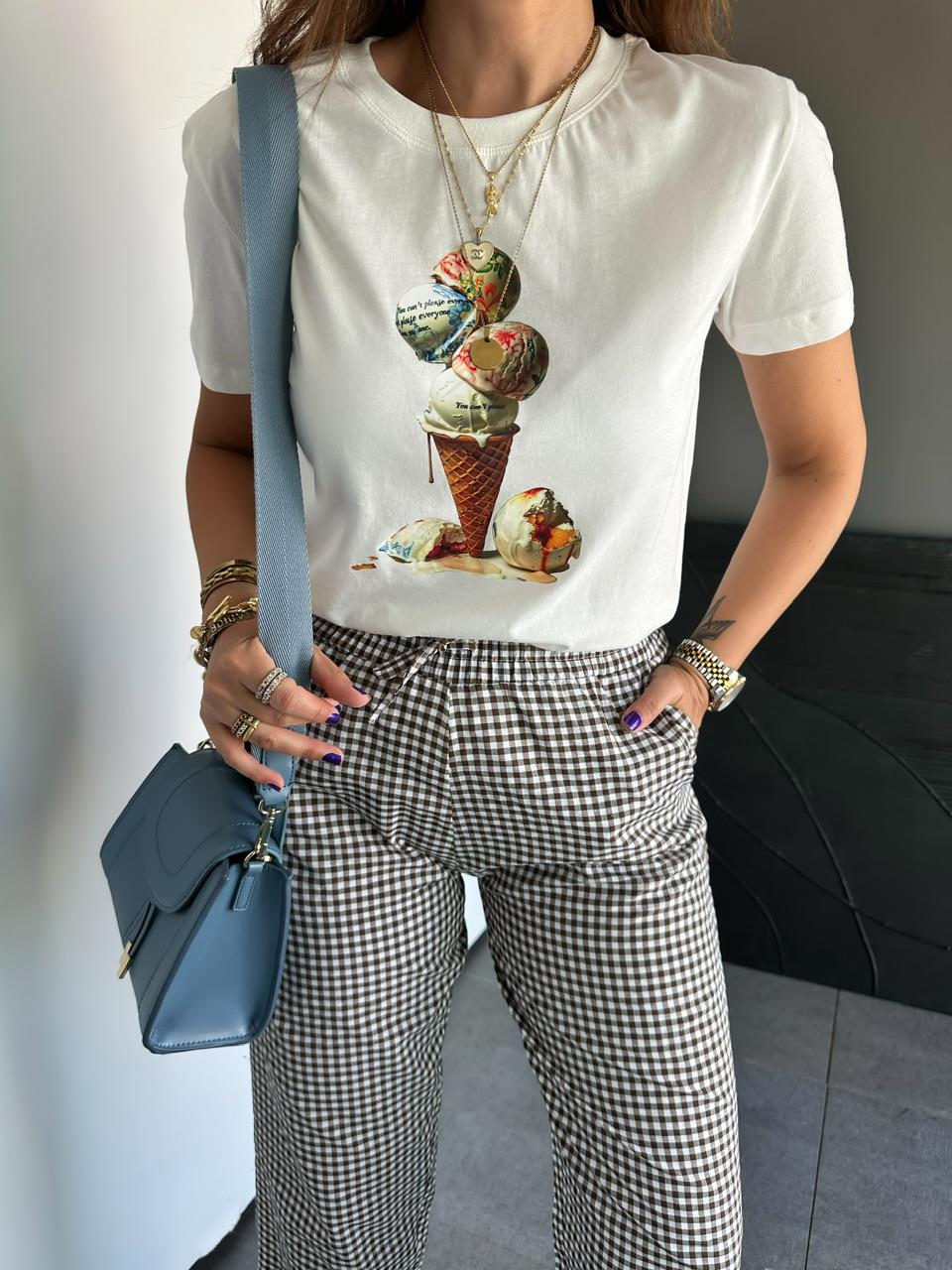 Dondurma Baskılı Basic Tshirt