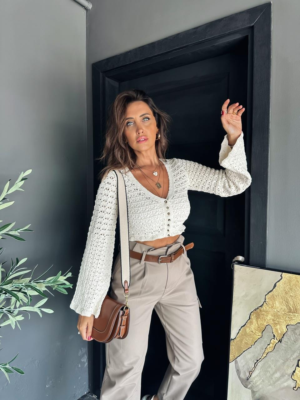 Ekru Crochet Orijinal Hırka