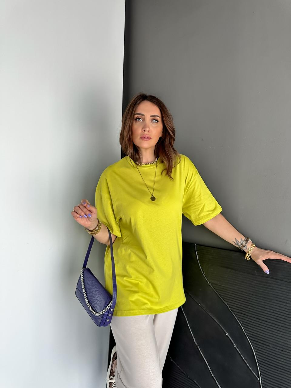 Fıstık Yeşili Uzun Basic Cotton Tshirt