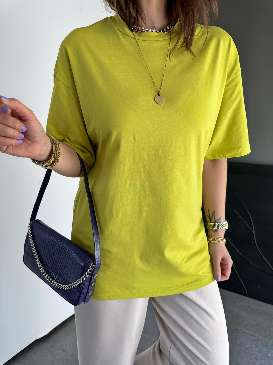 Fıstık Yeşili Uzun Basic Cotton Tshirt