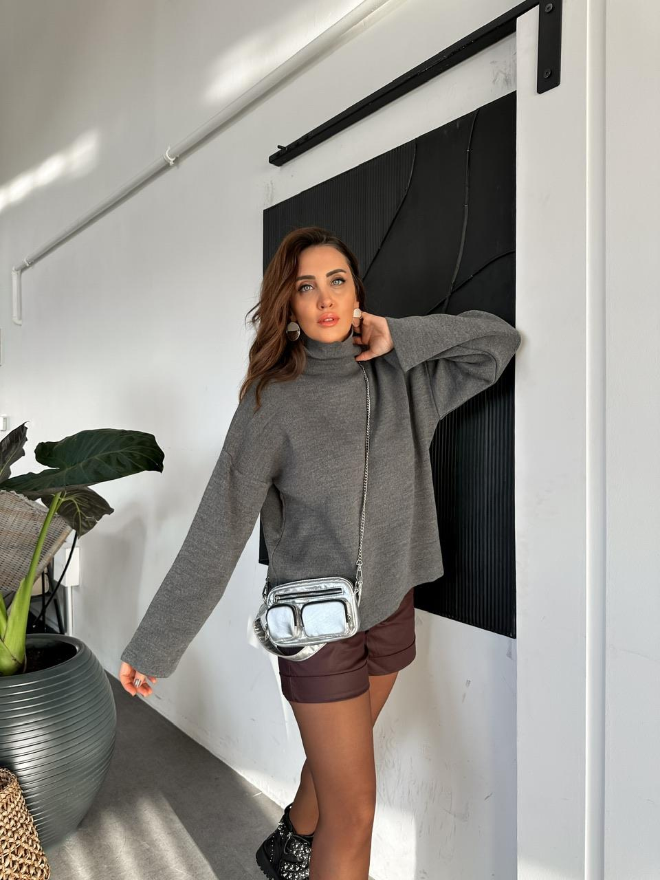 Gri Balıkçı Yaka Basic Kazak