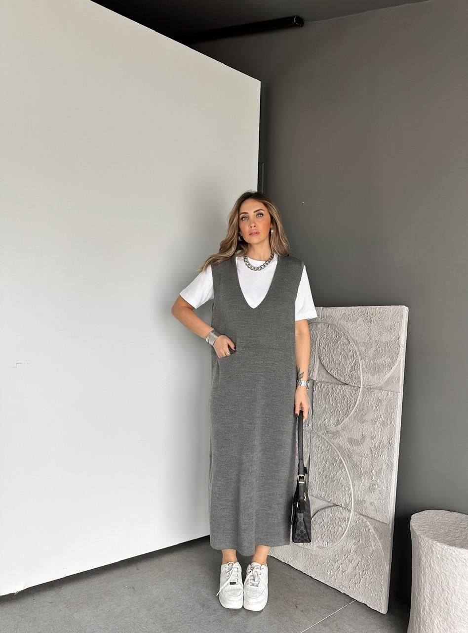 Gri Cepli Marka Model Triko Elbise