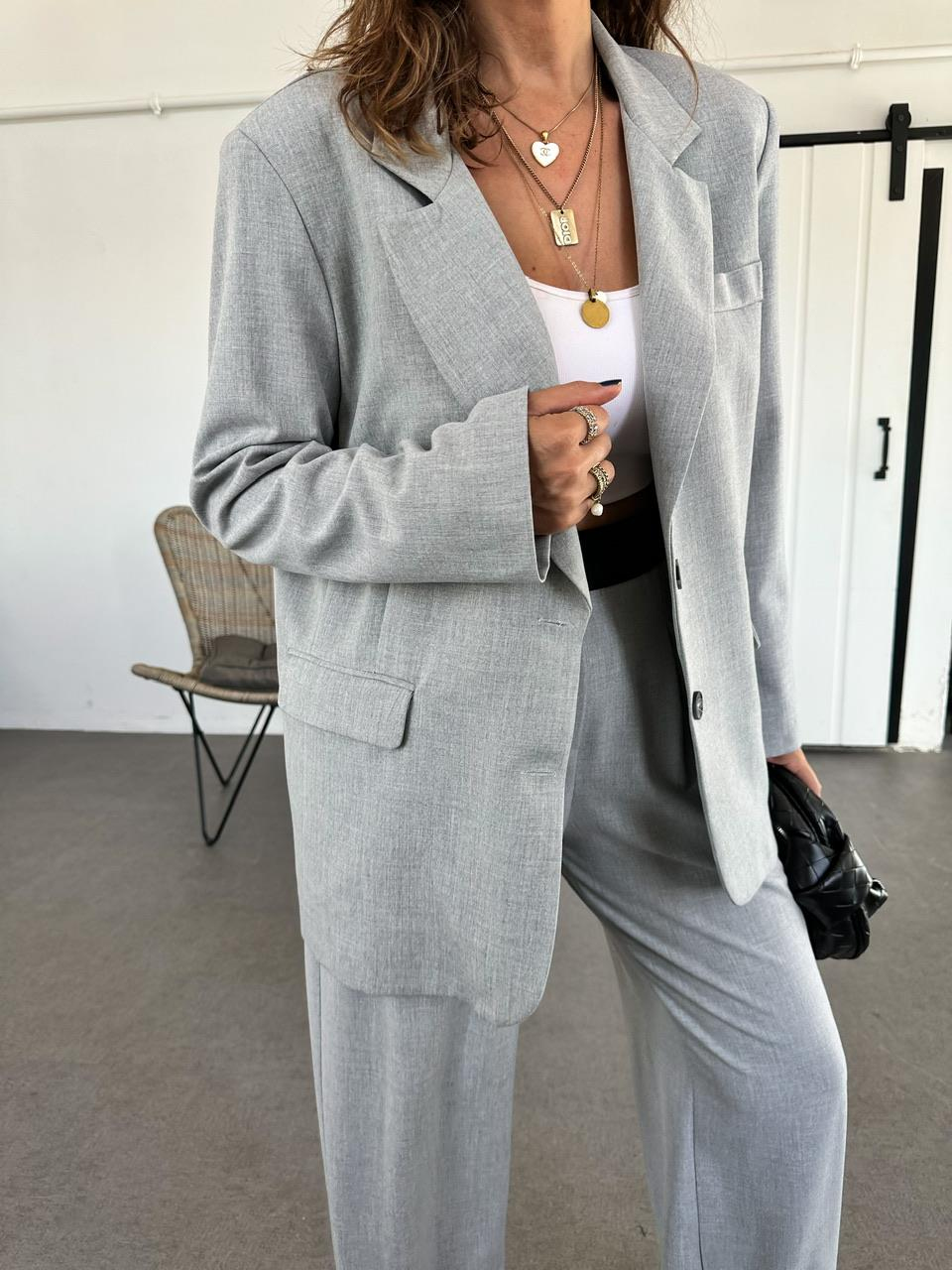 Gri Cepli Oversize Ceket