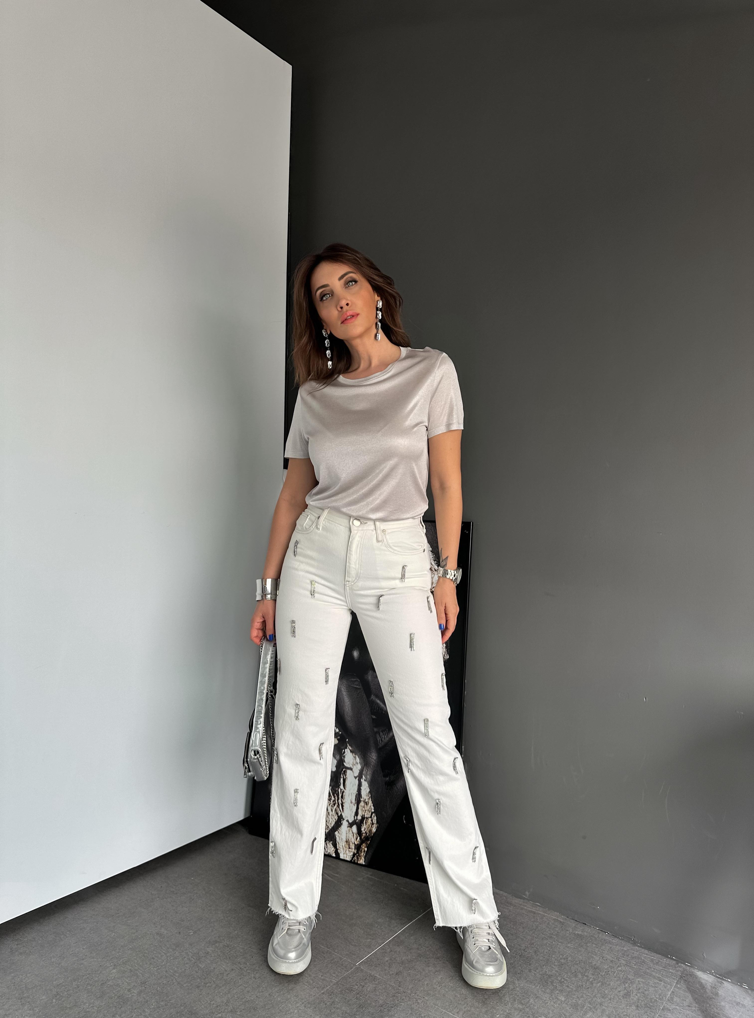 Gümüş Bisiklet Yaka Premium Tshirt